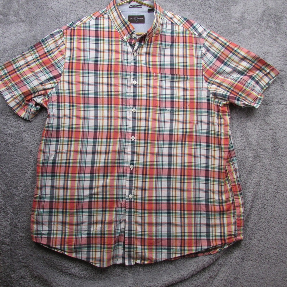Black Brown 1826 Shirt Mens XL Multicolor Plaid Short Sleeve Button Front Casual - Picture 2 of 10